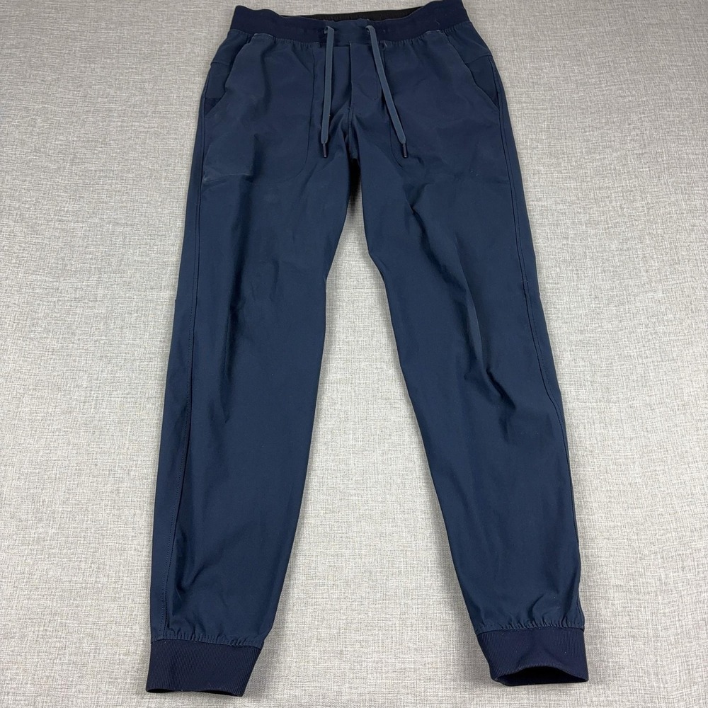 Lululemon Jogger Pants Mens Medium Blue Woven Slim Tapered Drawstring Zip Pocket